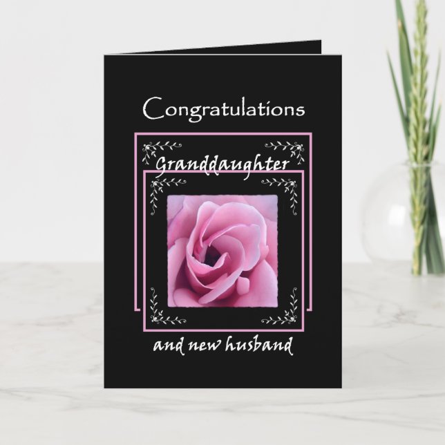 GRANDDAUGHTER Hochzeit Glückwunsch - Rosa Rose Karte (Vorderseite)