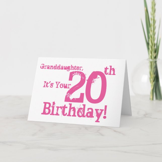 Granddaughter's 20th birthday in pink. karte (Vorderseite)