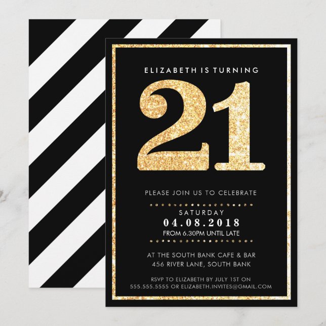 GRANDE ÂGE NUMÉRO INVITATION moderne 21 parties sc (Devant / Derrière)