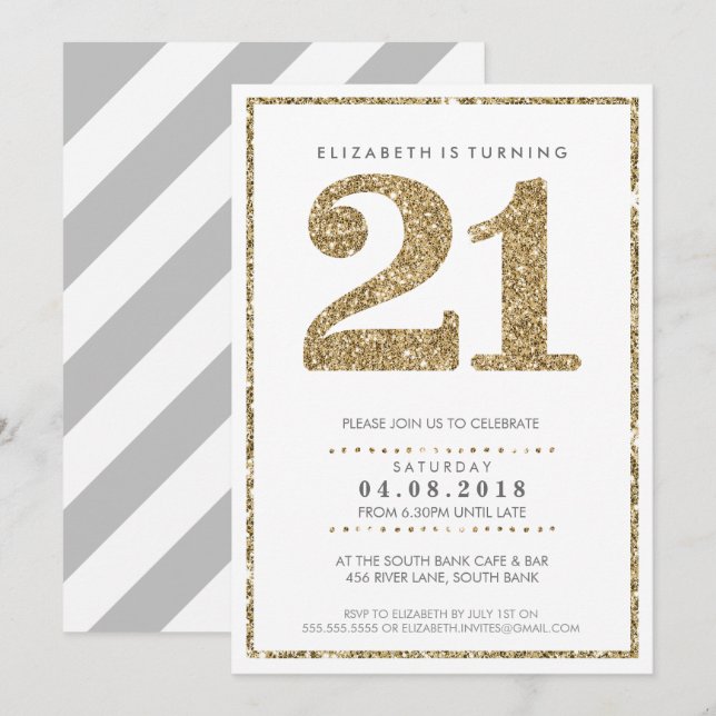 GRANDE ÂGE NUMÉRO INVITATION moderne 21 parties sc (Devant / Derrière)