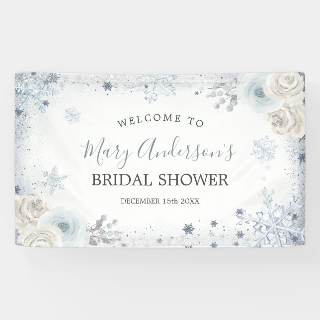 Grande bannière de douche nuptiale flocon de neige (Horizontal)