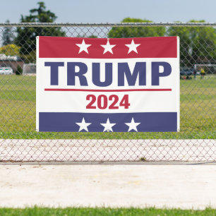Grande bannière Trump 2024 en plein air