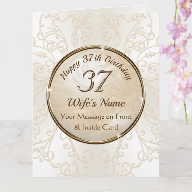 Grande, Bonne 37e carte d'anniversaire pour femme (Orchidée)