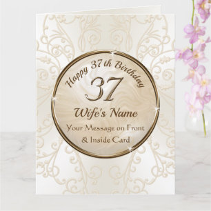 Grande, Bonne 37e carte d'anniversaire pour femme
