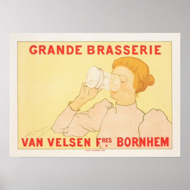 Grande Brasserie Belgium Bierbrauerei Altes Advert Poster (Vorne)