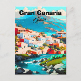 Grande Canarie Espagne Voyage Art Carte Postale Ar