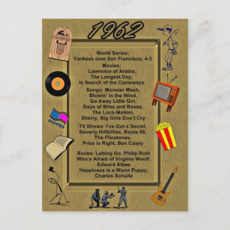 Grande carte d'anniversaire 1962