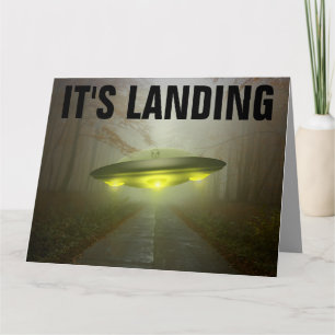 GRANDE CARTE D'ANNIVERSAIRE ALIEN UFO SPACESHIP FU