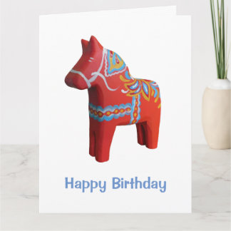 Grande carte d'anniversaire avec Dala Horse