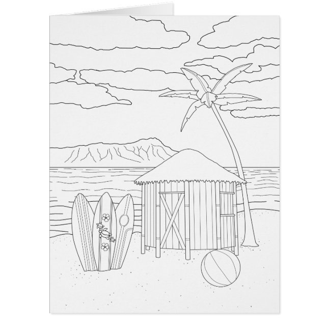 Grande carte de couleur adulte de l'île Tiki Hut (Devant)