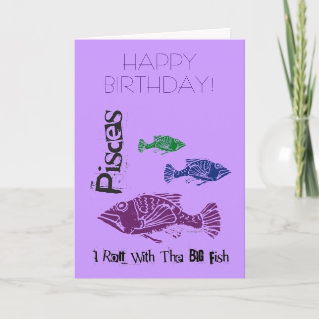Grande carte de joyeux anniversaire de poissons de (Devant)