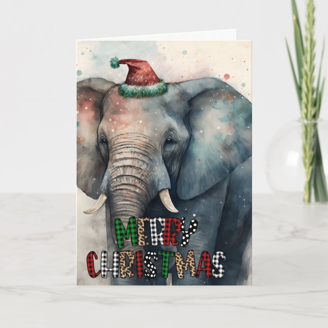Grande Carte de Noël Joyeux Éléphant Heureux (Devant)