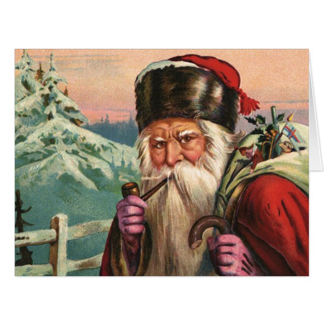 Grande carte de voeux Alpine Père Noël (Devant horizontal)