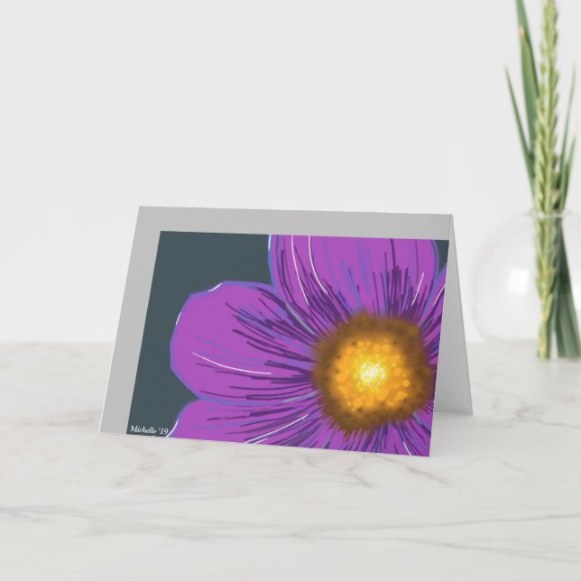 Grande carte de voeux aux fleurs violettes (Devant)