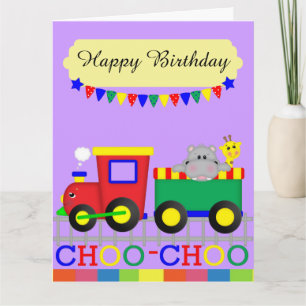 Grande carte de voeux du train rouge (8,5 po x 11 