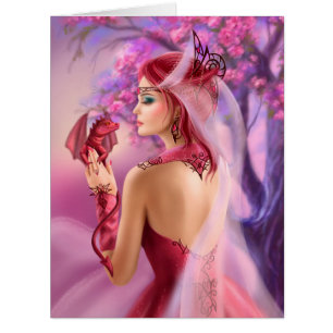 Grande carte de voeux Red Dragon