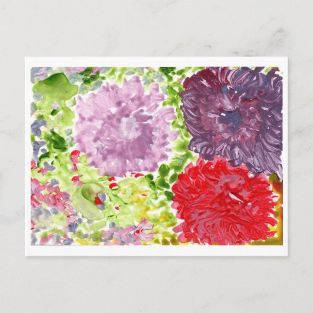 Grande carte postale de fleurs violettes et roses (Devant)