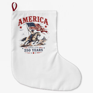 Grande Chaussette De Noël 250 Ans Amérique 1776 2026 Cowboy Patriotique