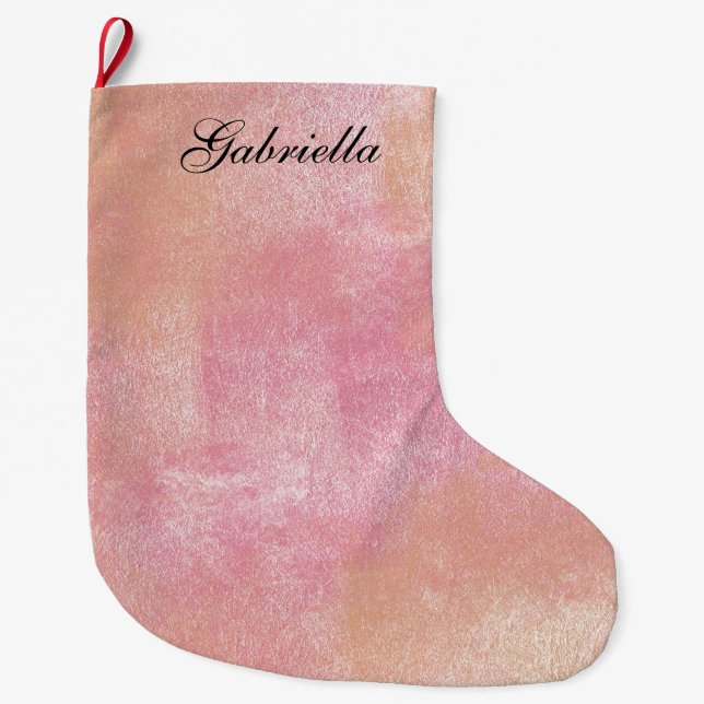 Grande Chaussette De Noël Abrégé sur rose pêche personnalisé (Devant)