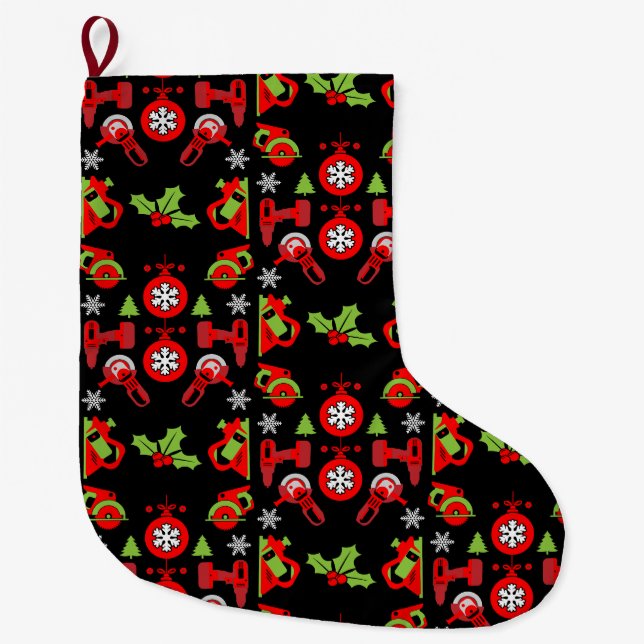 Grande Chaussette De Noël Accueil Amélioration Cadeaux de Noël (Devant)