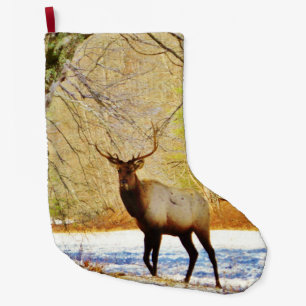 Grande Chaussette De Noël Aigle taureau en Neige