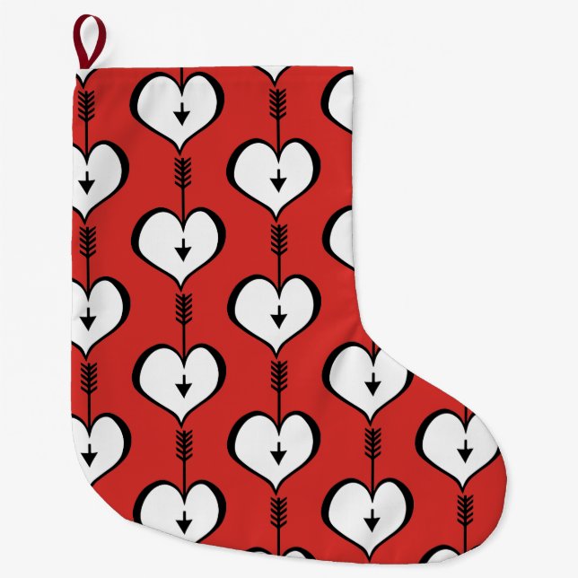 Grande Chaussette De Noël Aimer toi Coeur blanc Noël Stocker (Devant)