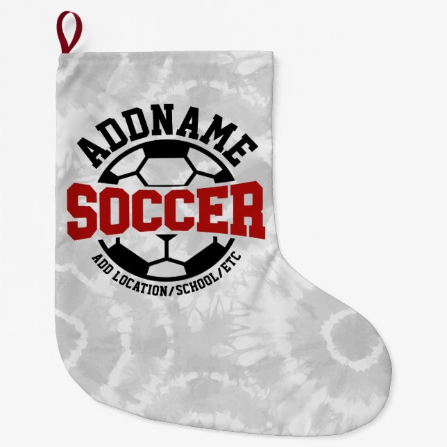 Grande Chaussette De Noël AJOUT PERSONNALISÉ NOM Joueur de football Cravate- (Devant)