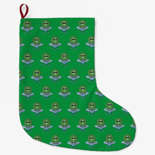 Grande Chaussette De Noël Alien dans son petit vaisseau spatial