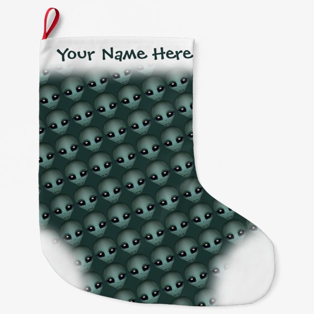 Grande Chaussette De Noël Alien Noël Stocking Alien personnalisé Stocking (Devant)