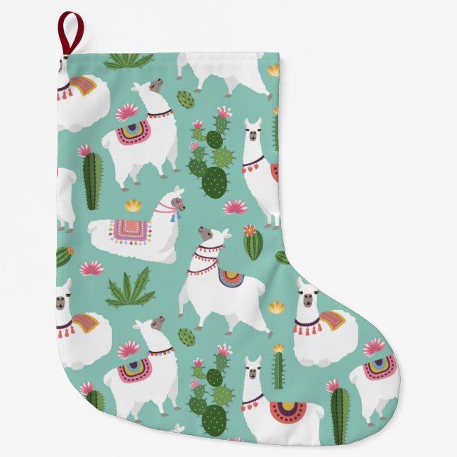 Grande Chaussette De Noël Alpacas/Llamas (Devant)