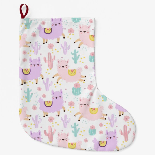 Grande Chaussette De Noël Alpacas/Llamas (Devant)