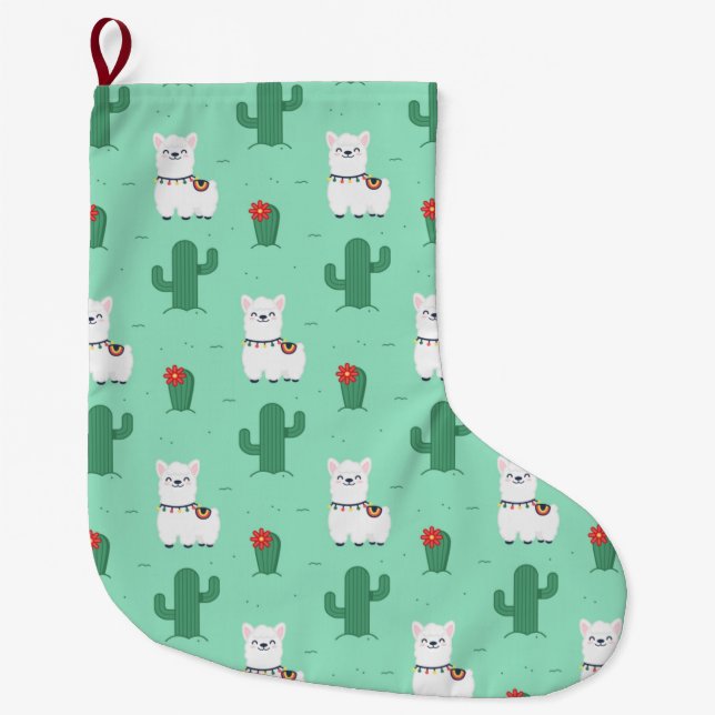 Grande Chaussette De Noël Alpacas/Llamas (Devant)