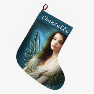 Grande Chaussette De Noël Ange de Noël Fantaisiste Mignon Ciel Nocturne de N