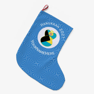Grande Chaussette De Noël Ange du drapeau bahamien Hanukkah Blonde