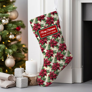 Grande Chaussette De Noël Aquarelle classique Stockage de Noël personnalisé