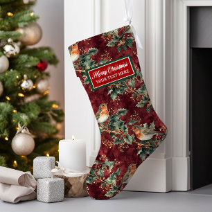 Grande Chaussette De Noël Aquarelle personnalisée de Noël