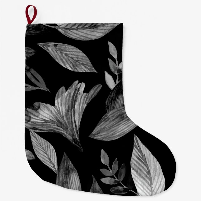 Grande Chaussette De Noël Aquarelle tombée feuille 9 (Devant)
