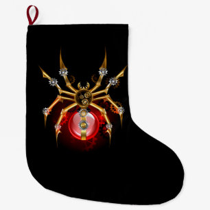 Grande Chaussette De Noël Araignée en vapeur noire