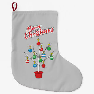 Grande Chaussette De Noël Arbre à branches nues de Noël - Joyeux Noël