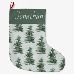 Grande Chaussette De Noël Arbre à pin vert classique