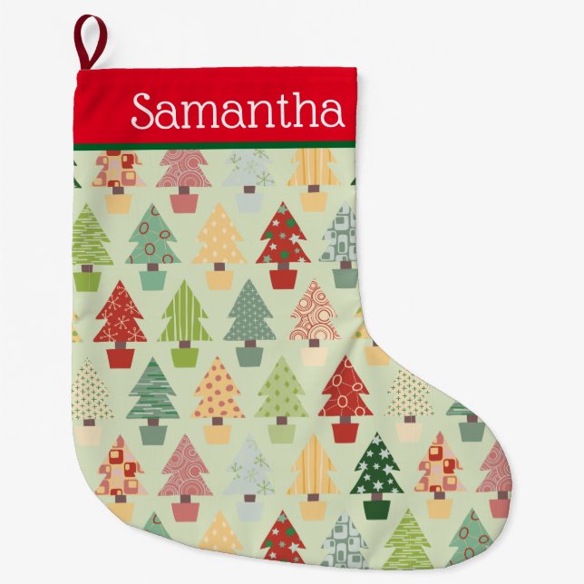 Grande Chaussette De Noël Arbre de Noël (Devant)