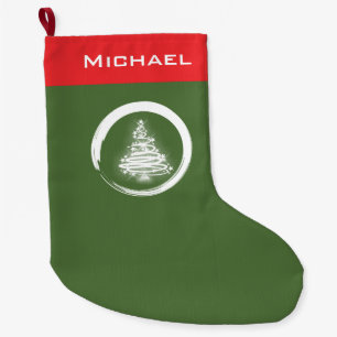 Grande Chaussette De Noël Arbre de Noël blanc avec Enso
