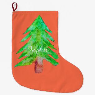 Grande Chaussette De Noël Arbre de Noël couleurs funèbres modernes