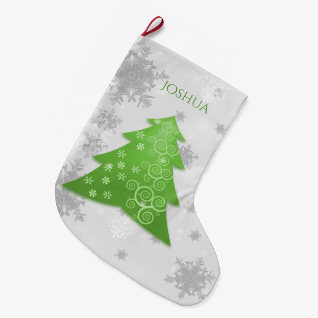 Grande Chaussette De Noël Arbre de Noël Festif Vert Stocking (Devant (Accrochage))