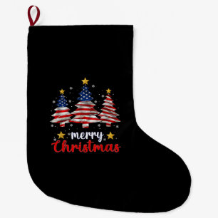 Grande Chaussette De Noël Arbre de Noël joyeux Drapeau américain Drôle Drape