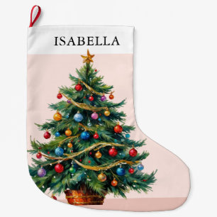 Grande Chaussette De Noël Arbre de Noël Rustique Festif Rétro Image