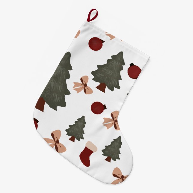 Grande Chaussette De Noël Arbres de Noël (Devant (Accrochage))