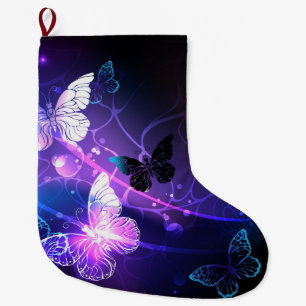 Grande Chaussette De Noël Arrière - plan avec papillons de nuit