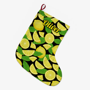 Grande Chaussette De Noël Arrière - plan citron