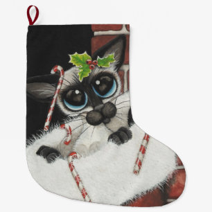 Grande Chaussette De Noël Art de Noël de Noël de Noël de Chat Siamais à Bihr